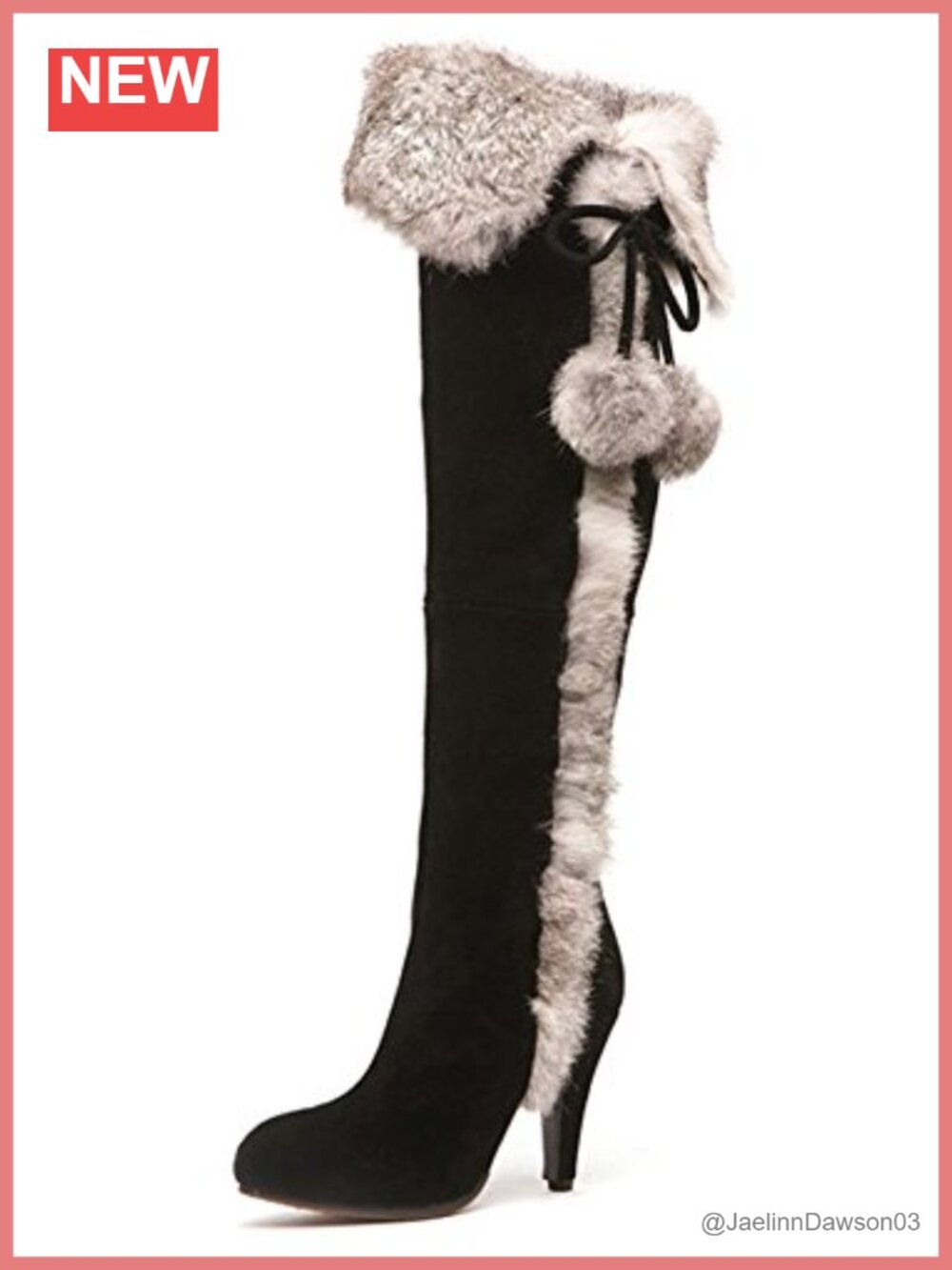 Faux Fur Lined Tall Over the Knee Boots Suede Leather Women's Winter Thigh High